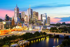 Skyscrapers of Melbourne Central Business District with Prince Bridge Skyscrapers of Melbourne Central Business District with Prince Bridge