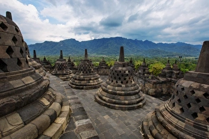 Borobudur Temple Compounds Gallery: Stupas at Borobudur, Magelang, Central Java, Indonesia