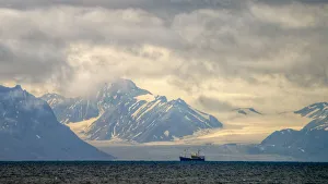Summer glacier and mountain view of Spitsbergen Summer glacier and mountain view of Spitsbergen