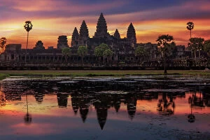 Temple Building Collection: Sunrise with Angkor Wat, Siem Reap, Cambodia