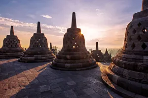 Borobudur Temple Compounds Gallery: Sunrise at Borobudur, Magelang, Central Java, Indonesia