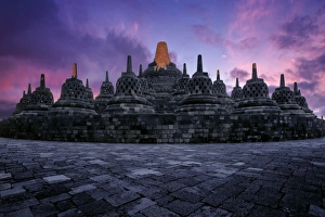 Borobudur Temple Compounds Gallery: Sunset at Borobudur (Barabudur), Magelang, Central Java, Indonesia