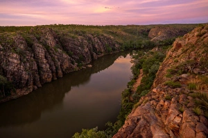 Sunset View of Katherine Gorge From Barrawei Lookout in Nitmiluk National Park, Northern Territory, Australia Sunset View of Katherine Gorge From Barrawei Lookout in Nitmiluk National Park, Northern Territory, Australia