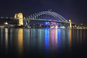 Sydney harbour bridge in Sydney harbour at night Sydney harbour bridge in Sydney harbour at night