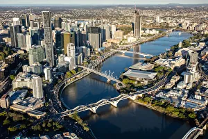 A view of Brisbane city from a helicopter A view of Brisbane city from a helicopter