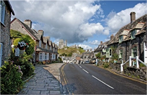 A view down the high Street of Corfe Castle, Isle of Purbeck, Dorset, England A view down the high Street of Corfe Castle, Isle of Purbeck, Dorset, England
