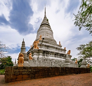 View of the Main Stupa at Wat Phnom (Temple of the Mountains), Phnom Penh, Cambodia View of the Main Stupa at Wat Phnom (Temple of the Mountains), Phnom Penh, Cambodia