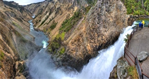 Viewing at the lower falls, Yellowstone National Park, Wyoming Viewing at the lower falls, Yellowstone National Park, Wyoming