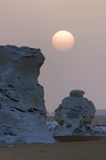 Images Dated 25th May 2013: White desert sunset over limestone formations