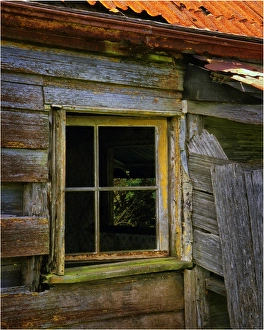 Window in abandoned cottage, Flinders Island, Bass Strait, Tasmania, Australia Window in abandoned cottage, Flinders Island, Bass Strait, Tasmania, Australia