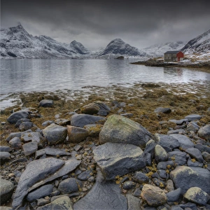 Winter scene near Vestvagoy, Lofoten peninsular, Norway Winter scene near Vestvagoy, Lofoten peninsular, Norway