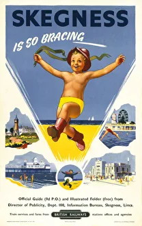 <b class=qtipBold><figcaption>1984-8248</figcaption></b><br>Poster, British Railways (Eastern Region), Skegness is so Bracing by W M Fryer, 1959. With image of a small boy in the Jolly Fisherman pose.<br><em>© National Railway Museum</em> 1984-8248