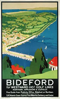 <b class=qtipBold><figcaption>'Bideford', SR poster, 1923-1947</figcaption></b><br>Southern Railway poster. Artwork by F Whatley. <br><em>© Please read our licence terms. All digital images must be destroyed unless otherwise agreed in writing.</em> 'Bideford', SR poster, 1923-1947