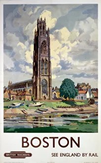 <b class=qtipBold><figcaption>'Boston', BR poster, 1948-1965</figcaption></b><br>Poster produced by British Railways (BR) to promote train services ot Boston, Lincolnshire. Artwork by Freda Marston. <br><em>© Please read our licence terms. All digital images must be destroyed unless otherwise agreed in writing.</em> 'Boston', BR poster, 1948-1965