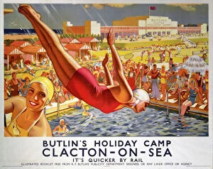 Butlins Holiday Camp, Clacton-on-Sea, LNER poster, 1940