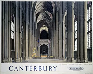 Images Dated 17th September 2003: Canterbury Cathedral - The Nave looking East, BR (SR) poster, 1948