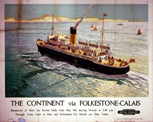 The Continent via Folkestone-Calais, BR poster, 1948 The Continent via Folkestone-Calais, BR poster, 1948