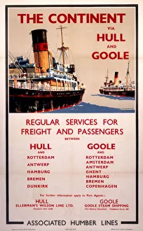 The Continent via Hull and Goole, BR poster, c 1970s The Continent via Hull and Goole, BR poster, c 1970s