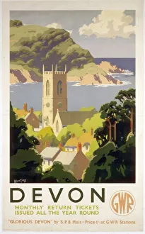 <b class=qtipBold><figcaption>'Devon', GWR poster, c 1930s</figcaption></b><br>Great Western Railway poster. Artwork by Alker Tripp. <br><em>© Please read our licence terms. All digital images must be destroyed unless otherwise agreed in writing.</em> 'Devon', GWR poster, c 1930s