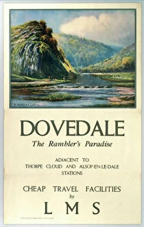 Derbyshire Gallery: Dovedale - The Ramblers Paradise, LMS poster, c 1900s