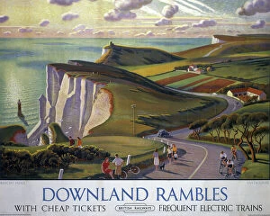 Railway Posters Collection: Downland Rambles, BR poster, 1950s