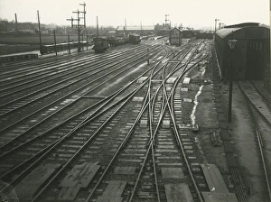 Ely station, view north into the station. Engine shed on the right, Station South Ely station, view north into the station. Engine shed on the right, Station South