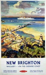 New Brighton Print, c 1950s British Railways LMR Poster