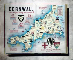Cornwall Prints: Cornwall Print, 1933 Oil on Map