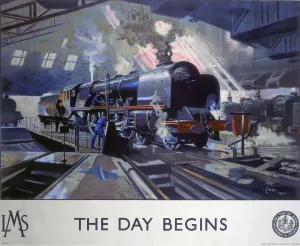 The Day Begins Print, 1946 LMS locomotive poster