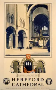 Great Western Railway Posters Prints: Hereford Cathedral, GWR / LMS poster, 1923-1947