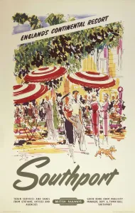 British Railways Poster Prints: Southport, Englands Continental Resort, BR (LMR) poster, 1955