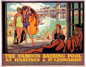 Print of The Famous Bathing Pool at Hastings and St Leonards