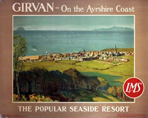 Girvan, the popular seaside resort, LMS poster, c 1950s