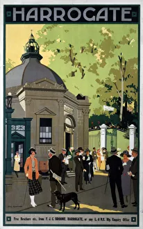 <b class=qtipBold><figcaption>'Harrogate', LNER poster, 1923-1947</figcaption></b><br>London & North Eastern Railway (LNER) poster promoting rail travel to Harrogate, North Yorkshire. Artwork by H G Gawthorn. <br><em>© Please read our licence terms. All digital images must be destroyed unless otherwise agreed in writing.</em> 'Harrogate', LNER poster, 1923-1947