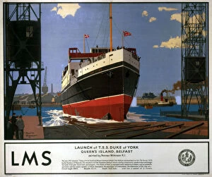 Images Dated 21st July 2003: Launch of TSS Duke of York, LMS poster, 1935