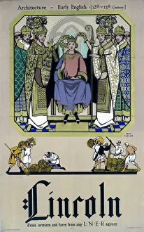 <b class=qtipBold><figcaption>'Lincoln' LNER poster, 1923-1947</figcaption></b><br>London & North Eastern Railway (LNER) poster promoting visits to Lincoln, Lincolnshire. Artwork by Fred Taylor. <br><em>© Please read our licence terms. All digital images must be destroyed unless otherwise agreed in writing.</em> 'Lincoln' LNER poster, 1923-1947