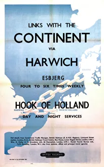Links with the Continent via Harwich, BR poster, 1953 Links with the Continent via Harwich, BR poster, 1953