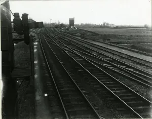 Historic Railways In England Prints: View looking North from Ely Dock Junction box. Line to extreme right to Ely dock