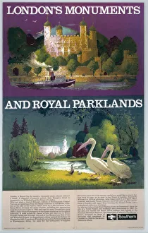 Londons Monuments and Royal Parklands, BR poster Londons Monuments and Royal Parklands, BR poster