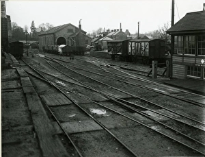 Looking north-west from loading bank to goods shed and goods enquiry office at Saffron Looking north-west from loading bank to goods shed and goods enquiry office at Saffron