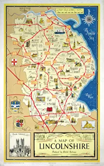 A Map of Lincolnshire, BR poster, 1948-1965 A Map of Lincolnshire, BR poster, 1948-1965