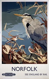<b class=qtipBold><figcaption>'Norfolk', BR poster, 1948-1965</figcaption></b><br>Poster produced for British Railways (BR) to promote rail travel to Norfolk. Artwork by Talbot Kelly. <br><em>© Please read our licence terms. All digital images must be destroyed unless otherwise agreed in writing.</em> 'Norfolk', BR poster, 1948-1965