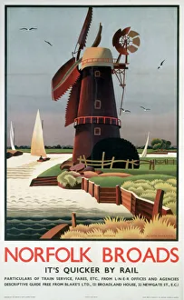 <b class=qtipBold><figcaption>'Norfolk Broads', LNER poster, 1939</figcaption></b><br>Poster produced for the London & North Eastern Railway (LNER) with artwork by Alison McKenzie. <br><em>© Please read our licence terms. All digital images must be destroyed unless otherwise agreed in writing.</em> 'Norfolk Broads', LNER poster, 1939