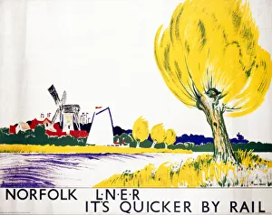 Norfolk - Its Quicker by Rail, LNER poster, 1923-1947 Norfolk - Its Quicker by Rail, LNER poster, 1923-1947