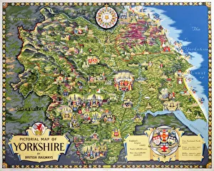 Pictorial Map of Yorkshire, BR poster, 1949 Pictorial Map of Yorkshire, BR poster, 1949