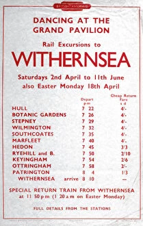 Rail Excursions to Withernsea, BR poster, 1948-1965