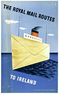 Images Dated 18th March 2013: The Royal Mail Routes to Ireland, BR(LMR) poster, 1952