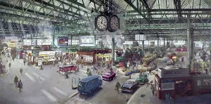 Waterloo Station Print, 1967 Oil Painting