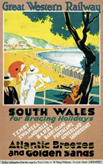 South Wales for Bracing Holidays, GWR poster, c 1930s South Wales for Bracing Holidays, GWR poster, c 1930s