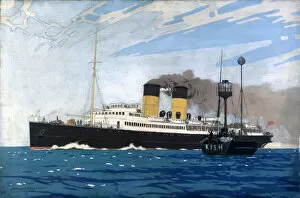 Anglesey Gallery: Steamer Passing Kish Lightship between Dublin and Holyhead, c 1935